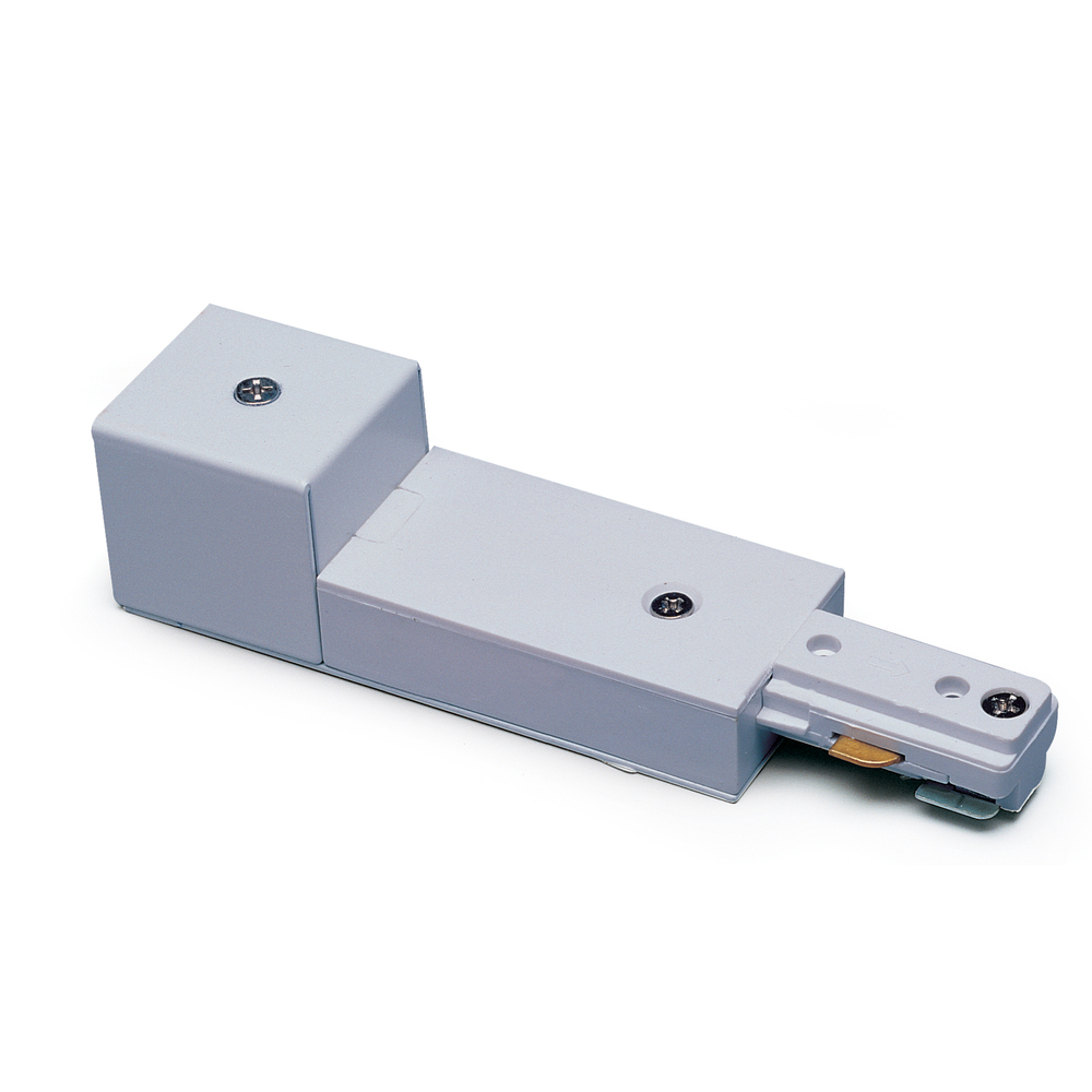 Live End Conduit Feed for Two-Circuit Track (Right Polarity), Silver Finish