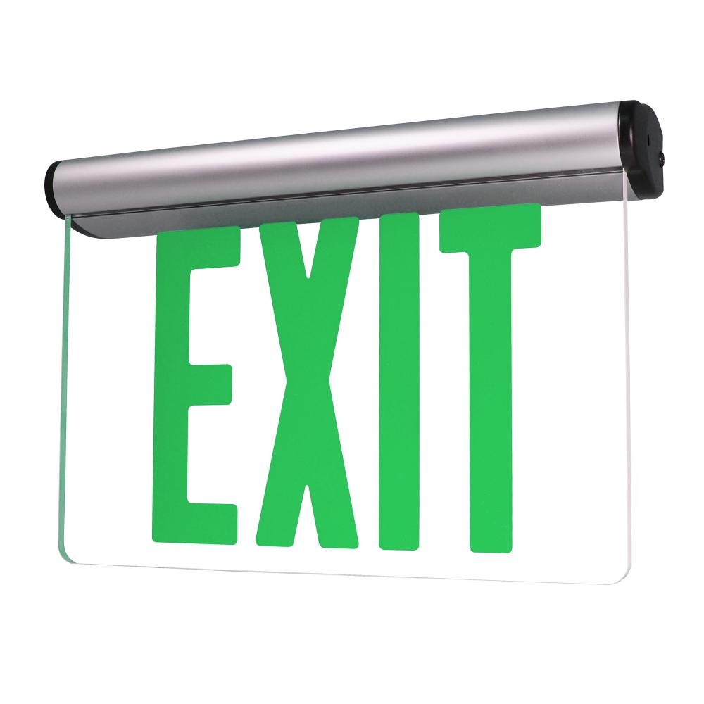 EXIT ADJ AC 1F GRN/CLR ALUM