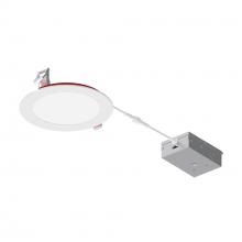 Nora NFRC-R6W1TWMPW - 6" Fire Rated Can-less Flat LED Downlight, Selectable CCT, 1550lm / 15W, Matte Powder White
