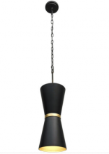 Varaluz 390P02MBFG - Mad Hatter 2-Lt Pendant - Matte Black/French Gold