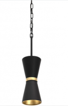 Varaluz 390M01MBFG - Mad Hatter 1-Lt Mini Pendant - Matte Black/French Gold