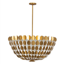 Kalco 527455OLW - Amor 36-in 8 Light (40-watt) Oxidized Gold Leaf And White Chandelier