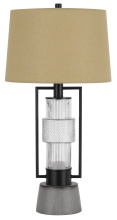 CAL Lighting BO-3134TB - Vallda 100W 3 way table lamp with 2W LED night light with Metal/glass body & cement base
