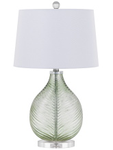 CAL Lighting BO-3210TB - 150W 3 way Coral glass table lamp with hardback fabric shade