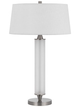 CAL Lighting BO-3222TB - 100W Pavia glass table lamp with 2W LED night light and hardback fabric shade