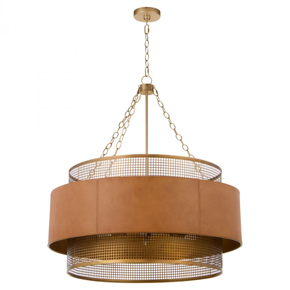 Newcomb Chandelier Aged Brass - Leather