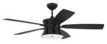 Craftmade DMK52FB5 - Dominick 52" 5-Blade Ceiling Fan in Flat Black w/ Flat Black/Greywood Blades; Integrated Light K