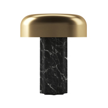 Bulbrite K70501 - K70501 CORDLESS TABLE LAMP FLUTED COLUMN BLACK MARBLE BRUSHED BRASS