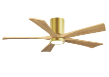 Matthews Fan Company IR5HLK-BRBR-LM-52 - Irene-5HLK - 52" Five Blade Flush Mount Paddle Fan - 5CCT Integrated LED - Brushed Brass Finish