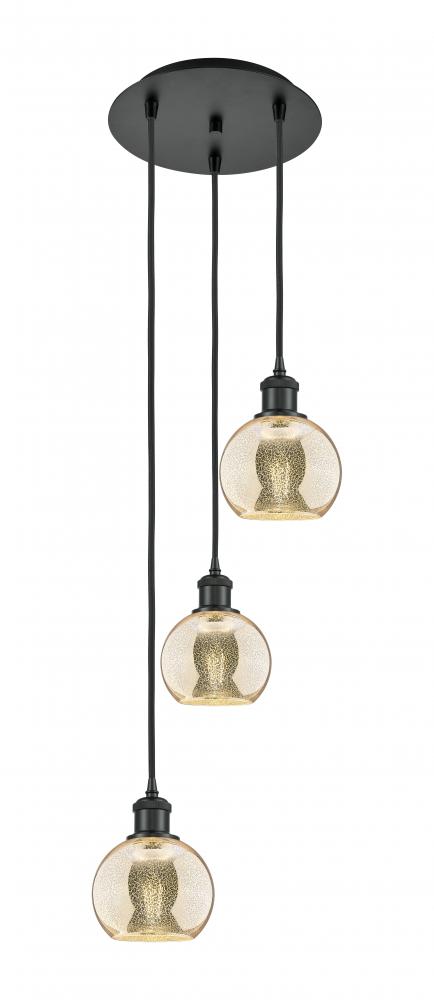 Athens - 3 Light - 12 inch - Matte Black - Cord Hung - Multi Pendant