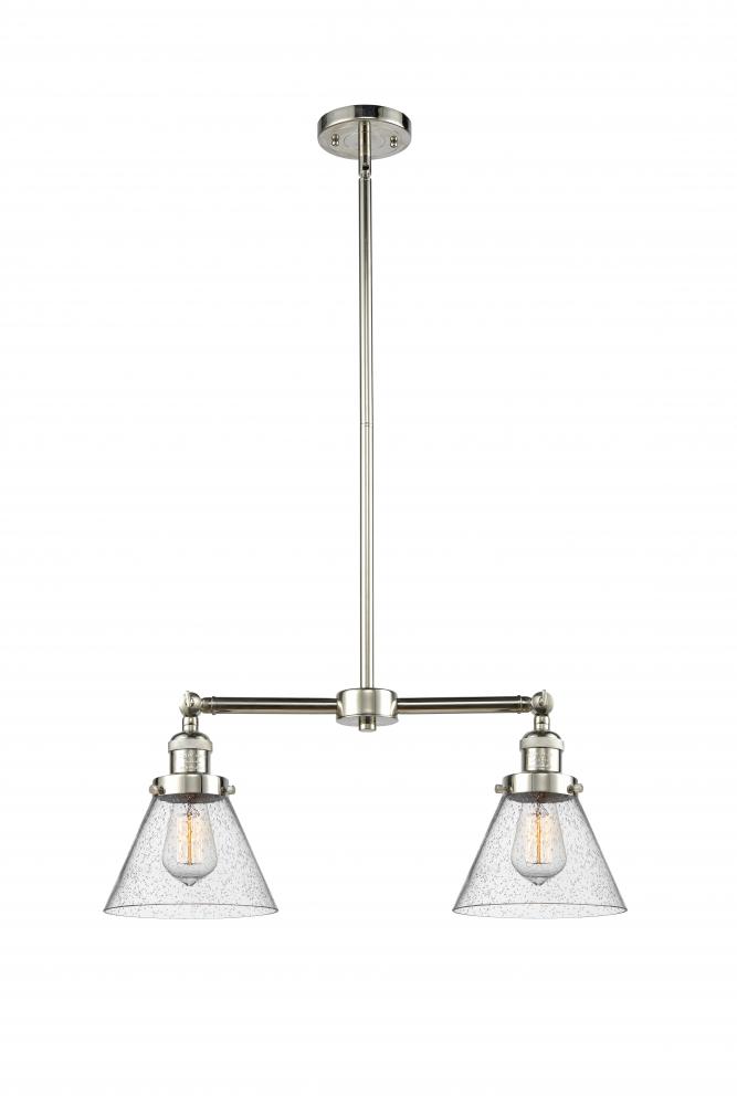 Cone - 2 Light - 21 inch - Polished Nickel - Stem Hung - Adjustable Island Light