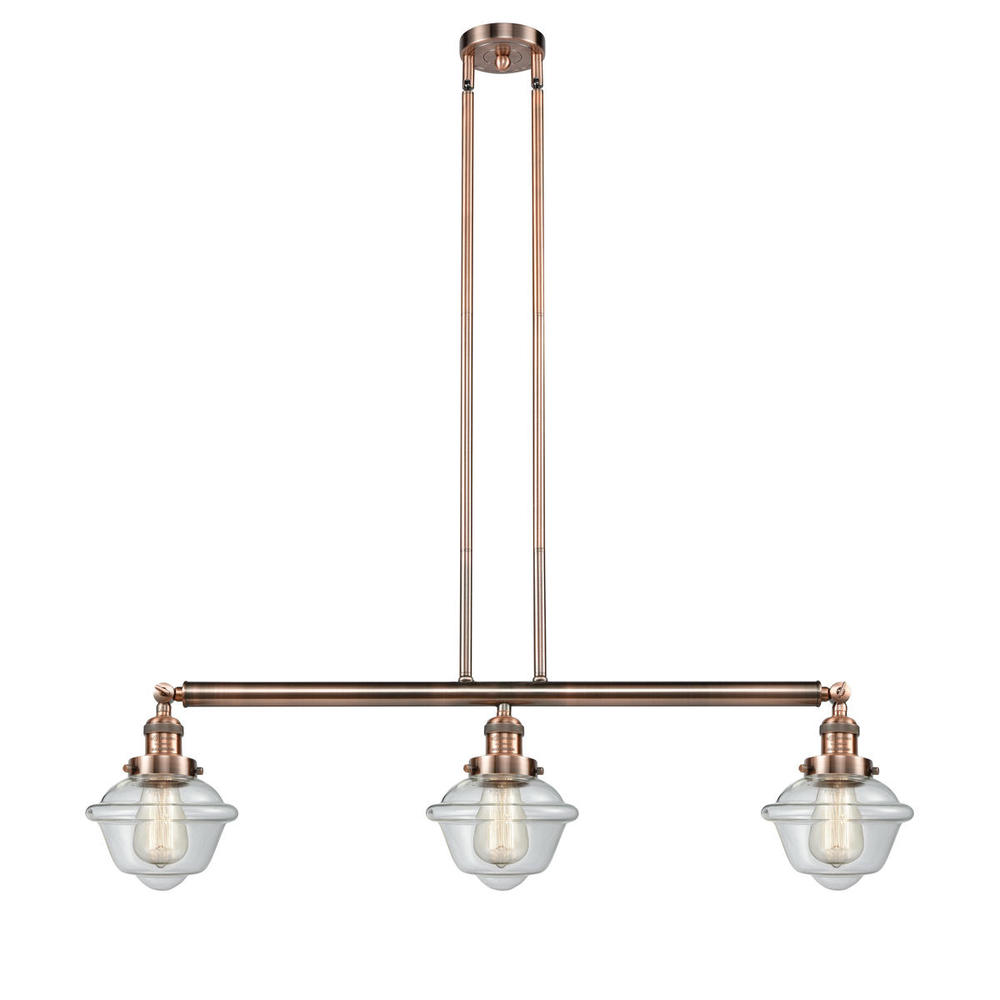 Oxford - 3 Light - 40 inch - Antique Copper - Stem Hung - Adjustable Island Light