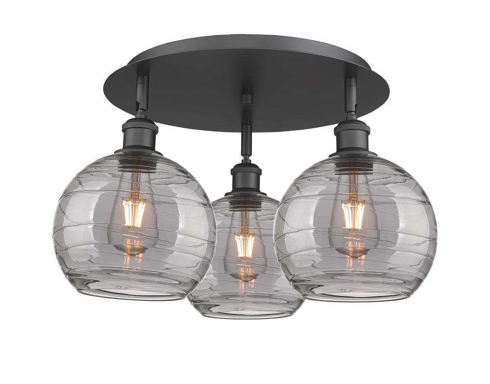 Athens Deco Swirl - 3 Light - 20 inch - Matte Black - Flush Mount