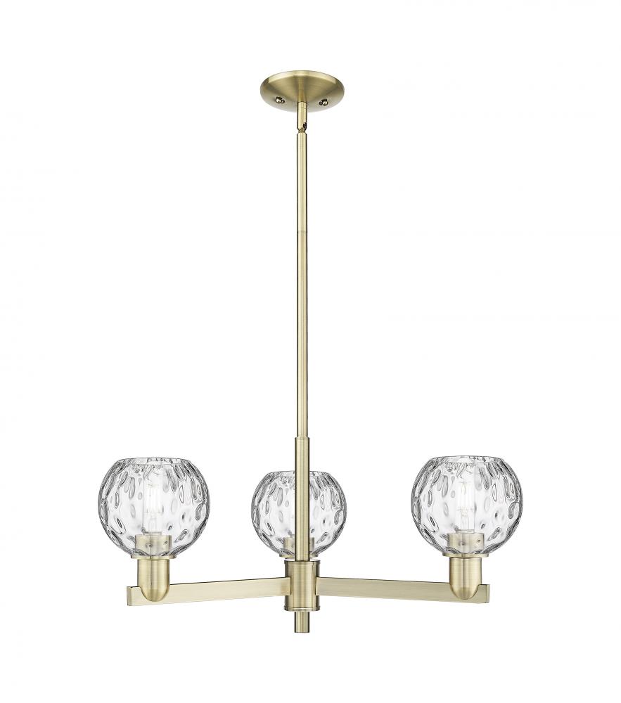 Athens Water Glass - 3 Light - 28 inch - Antique Brass - Stem hung - Flush Mount