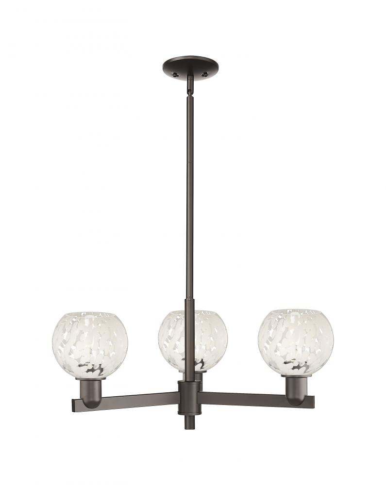 White Mouchette - 3 Light - 28 inch - Oil Rubbed Bronze - Stem hung - Flush Mount
