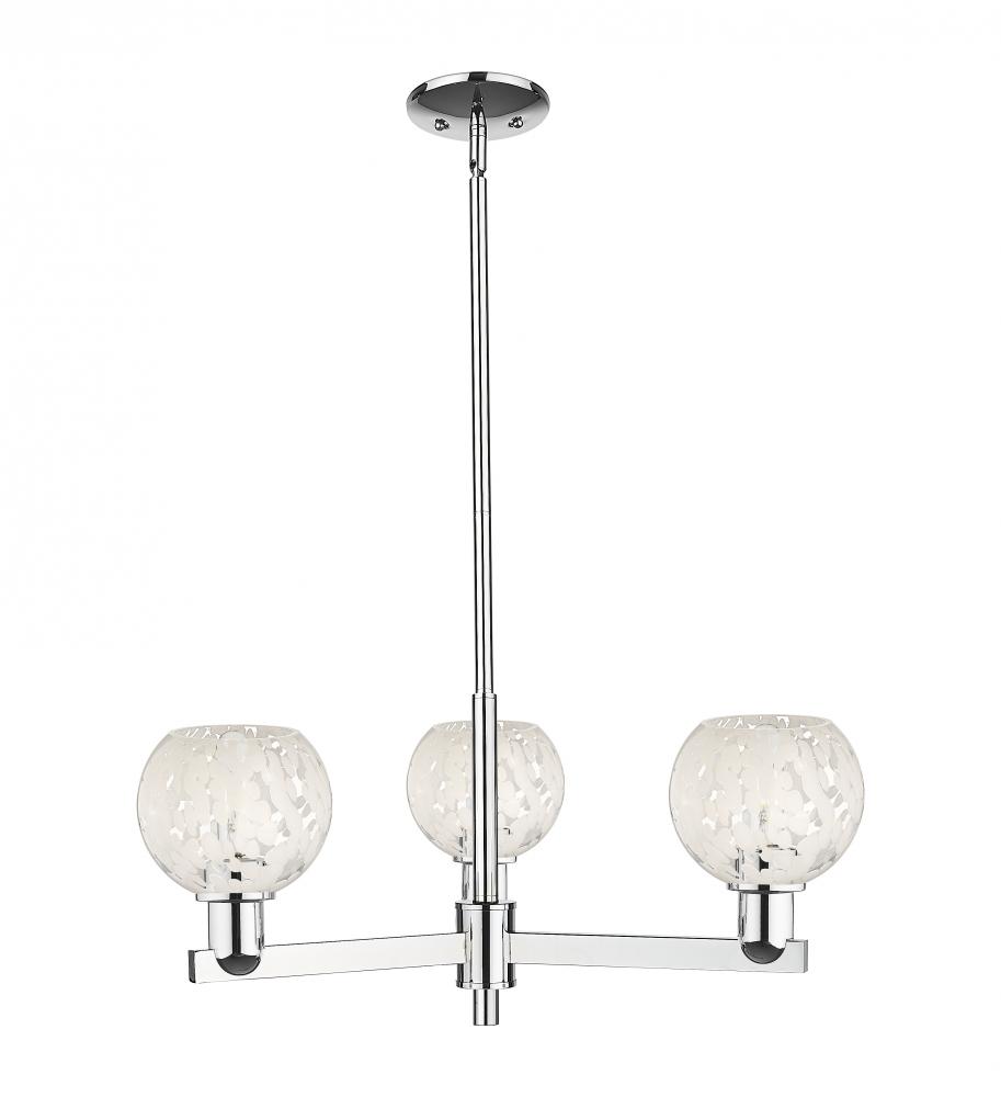 White Mouchette - 3 Light - 28 inch - Polished Chrome - Stem hung - Flush Mount