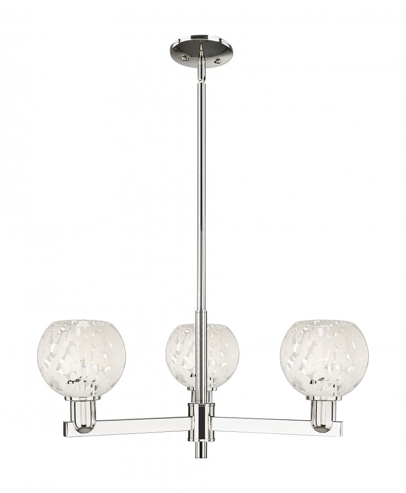 White Mouchette - 3 Light - 28 inch - Polished Nickel - Stem hung - Flush Mount