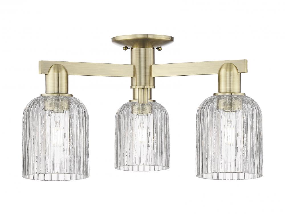 Bridal Veil - 3 Light - 6 inch - Antique Brass - Semi-Flush Mount