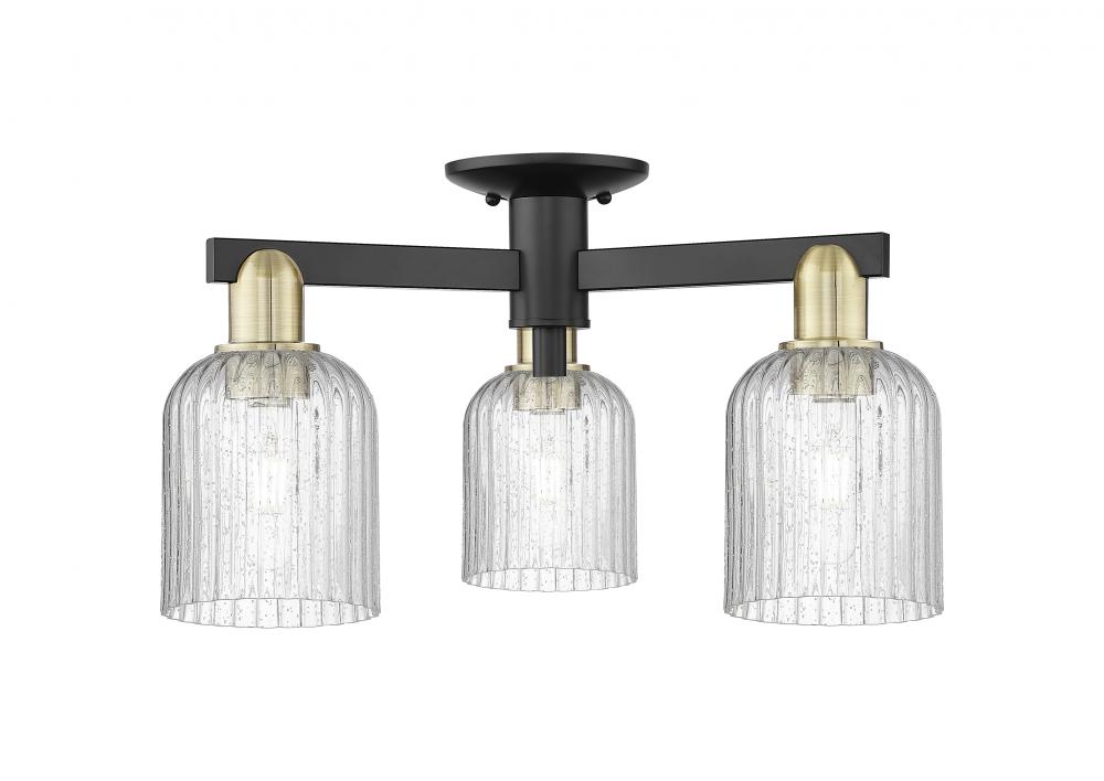 Bridal Veil - 3 Light - 6 inch - Black Antique Brass - Semi-Flush Mount