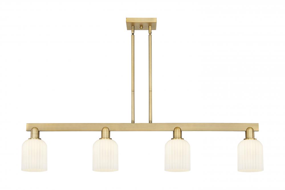 Bridal Veil - 4 Light - 48 inch - Brushed Brass - Cord hung - Island Light