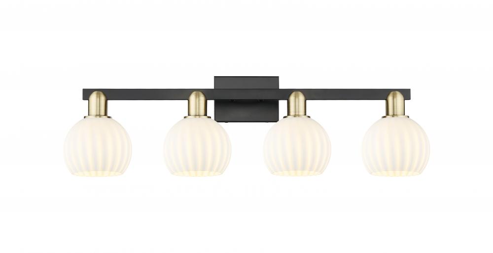 White Venetian - 4 Light - 33 inch - Black Antique Brass - Bath Vanity Light