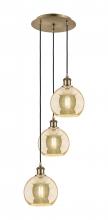 Innovations Lighting 113B-3P-AB-G128-8 - Athens - 3 Light - 15 inch - Antique Brass - Cord Hung - Multi Pendant