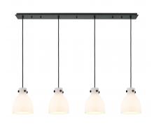 Innovations Lighting 124-410-1PS-BK-G412-8WH - Newton Bell - 4 Light - 52 inch - Matte Black - Linear Pendant