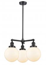 Innovations Lighting 207-BK-G201-8 - Beacon - 3 Light - 22 inch - Matte Black - Stem Hung - Chandelier
