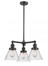 Innovations Lighting 207-BK-G44-LED - Cone - 3 Light - 22 inch - Matte Black - Stem Hung - Chandelier