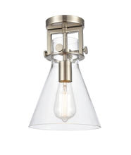 Innovations Lighting 411-1F-SN-8CL - Newton Cone - 1 Light - 8 inch - Brushed Satin Nickel - Semi-Flush Mount
