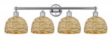 Innovations Lighting 616-4W-PC-RBD-8-NAT - Woven Rattan - 4 Light - 35 inch - Polished Chrome - Bath Vanity Light