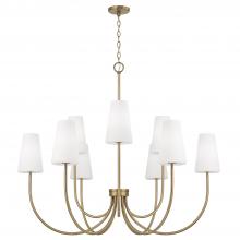 Capital 455291AD-550 - 9-Light Two-Tier Chandelier in Aged Brass with Tapered Soft White Glass