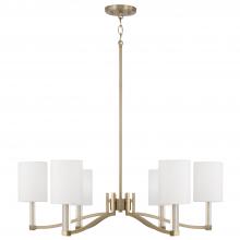 Capital 457061MA-715 - 6-Light Chandelier in Matte Brass with Clear Acrylic Accents and Cylindrical White Fabric Shades