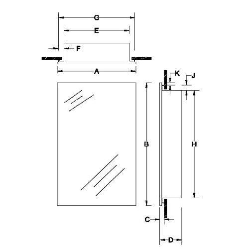 City Collection, Recessed/Surface Mount, 26-1/2 in.H, Maple frame with flat front mirror.