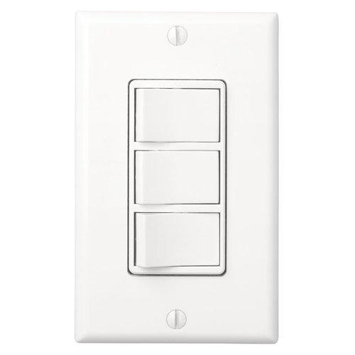 Multi-Function Control, White, Three Switch Control With Four-Function Control, Heater/Fan/Light, Ni