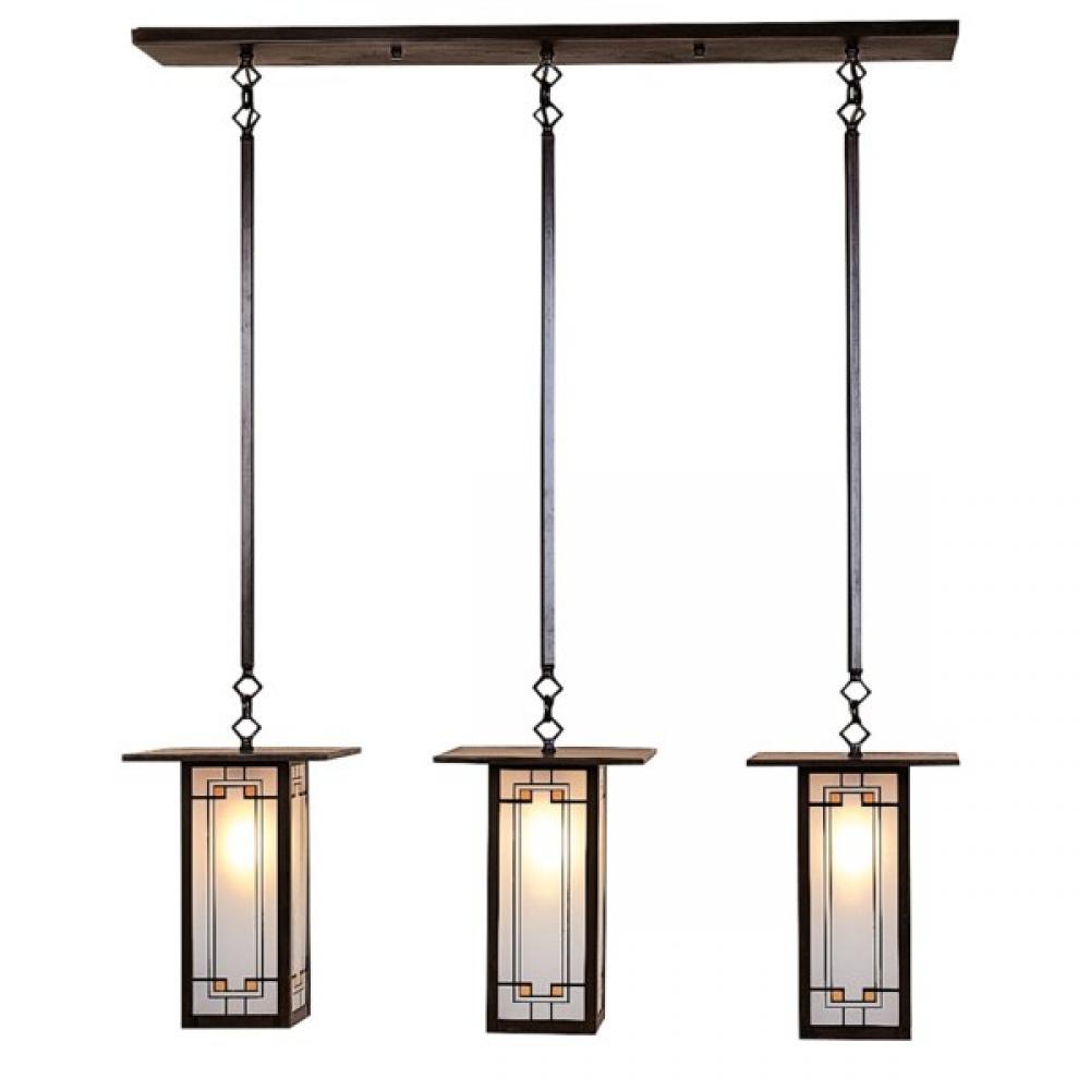 9" franklin long body 3 light in-line chandelier