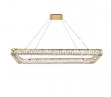 Elegant 3504D50L1G - Monroe 50 inch LED Single rectangle pendant in gold