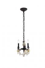 Elegant 9103D10DB/RC - Lillie 3 light Dark Bronze Pendant Clear Royal Cut Crystal
