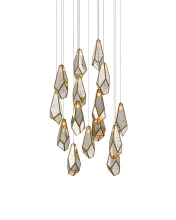 Currey 9000-0705 - Glace Mirror 15-Light Round Multi-Drop Pendant